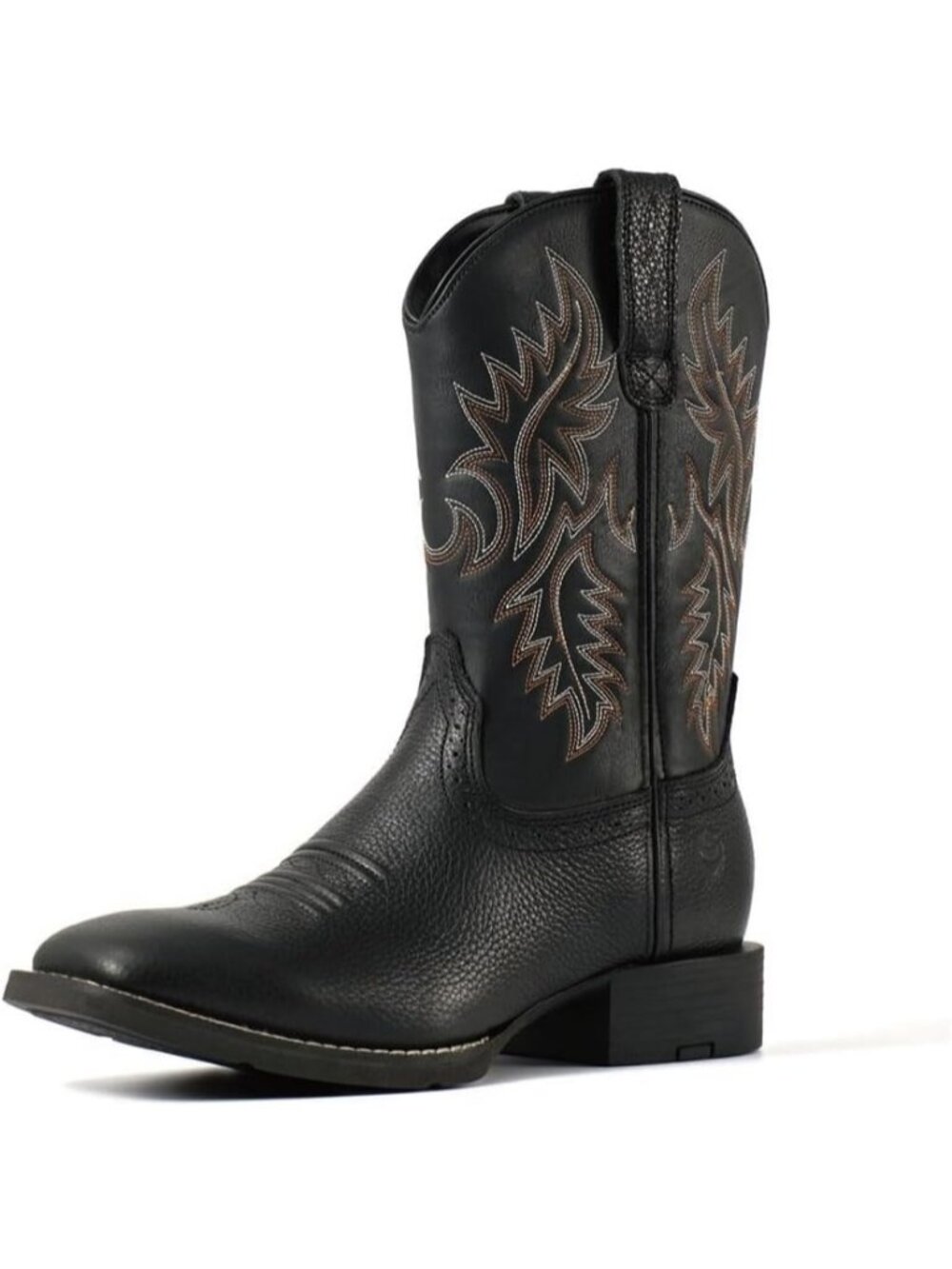 Men's Black Classic Pull On Mid Calf Wellington Square Toe Western Cowboy Boot